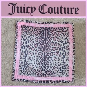 Juicy Couture Leopard Multiway Satin Square Scarf Petal Pink Trim 36 X 36 NWT